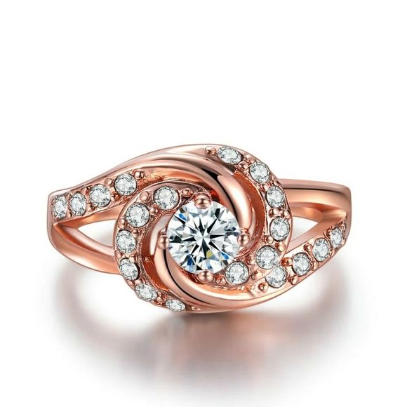Rose gold cubic zirconia flower ring - Picture 2 of 4